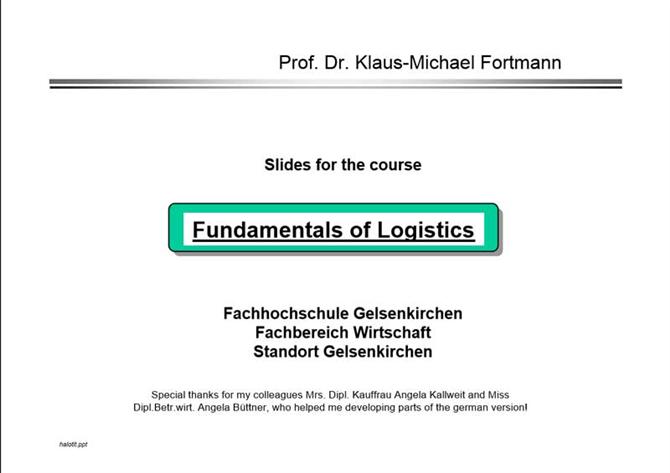 Fundamentals of logistics