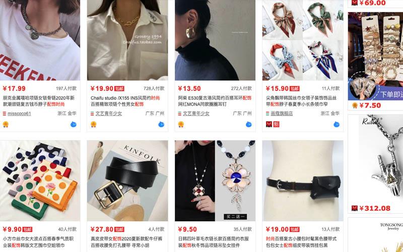 Nguồn order phụ kiện thời trang trên Taobao