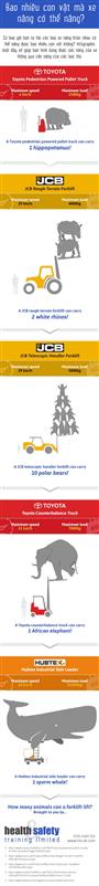 [ Infographics ] Xe nâng (Forklift) có thể nâng được bao nhiêu con vật?